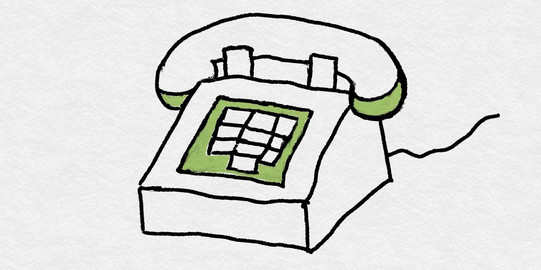 Eine Zeichnung eines Telefons.